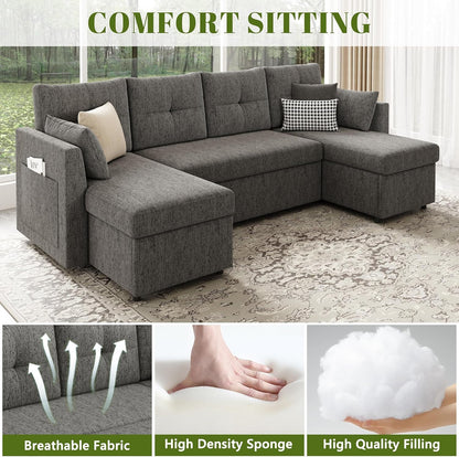 Oversized Sleeper Sofa Couch, Sectional Sofa Bed, Dark Grey6