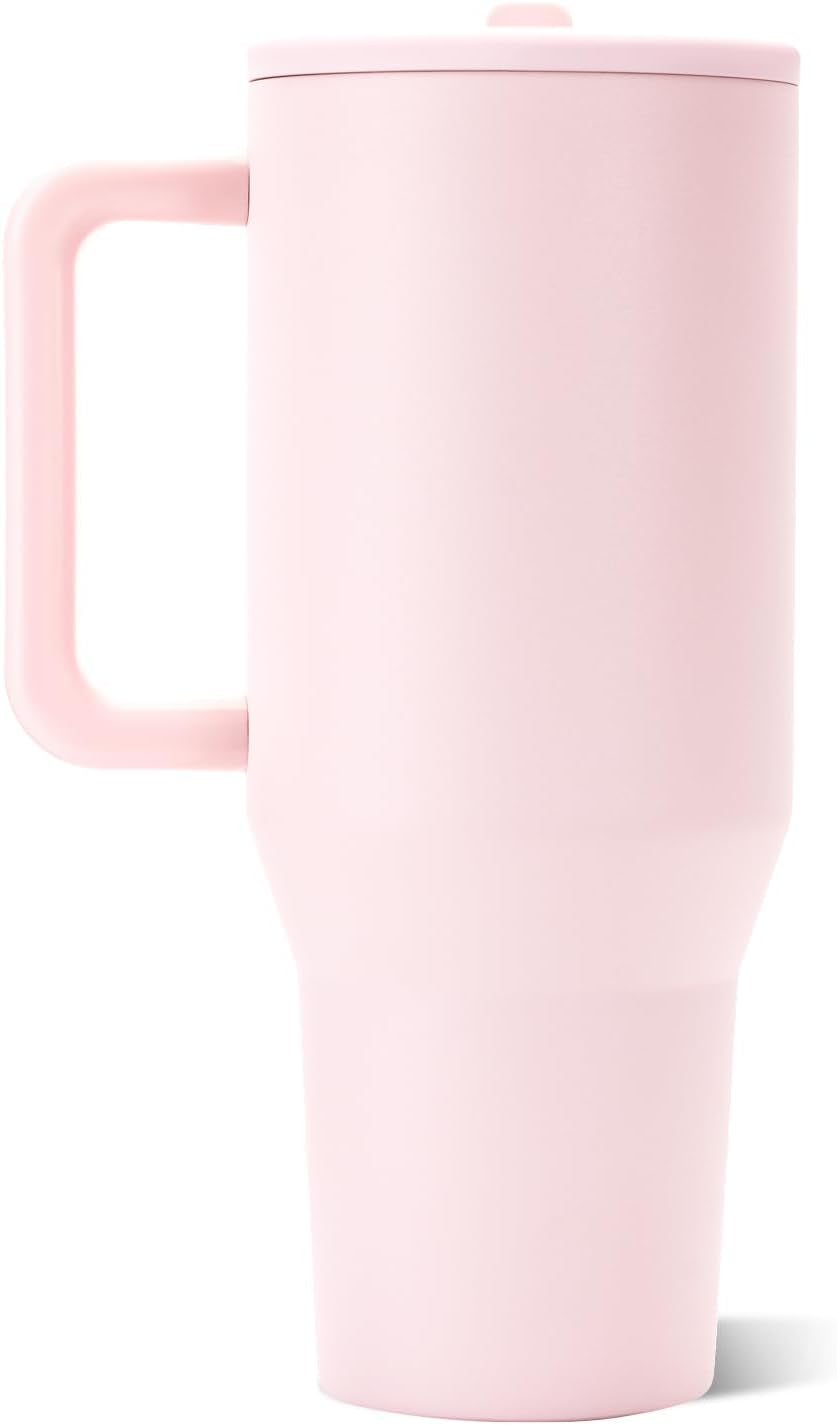 traveler-40oz-insulated-tumbler-with-handle-straw-pink-sand-triple-wall-insulated-flip-straw-lid-leak-resistant-stainless-steel-cup-holder-friendly-bpa-free-dishwasher-safe