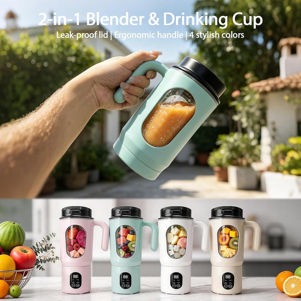 Personal Blender Smoothies, 580ML USB-C Rechargeable | Portable Blender Cup, 12-Blade Smoothie Maker with Travel Lid, Handle & LED Display for Gym, Office, Travel and Outdoor8