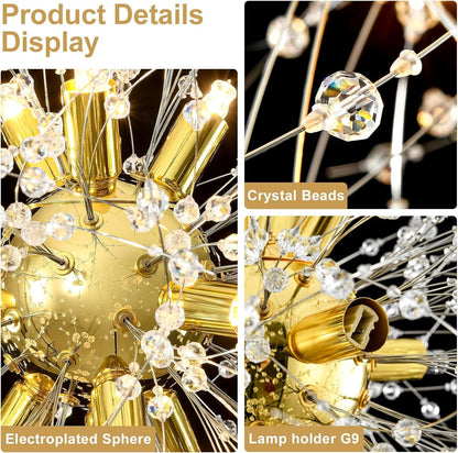 Modern Dandelion Chandelier for Dining Room, Gold, 12-Light7