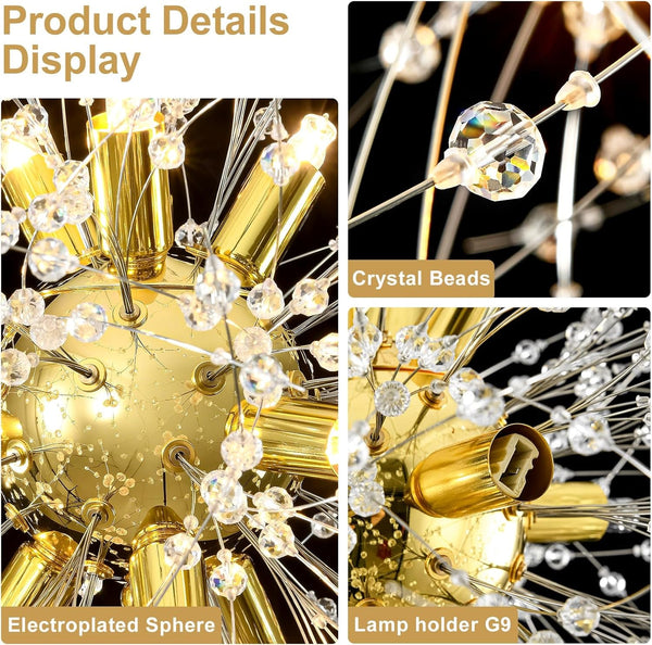 Modern Dandelion Chandelier for Dining Room, Gold, 12-Light7