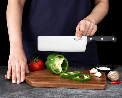 7.5-Inch Chef Knife Santoku – Full Tang Razor-Sharp High Carbon Stainless Steel Blade – Hollow Grind Edge – Ergonomic Grip Handle – Professional Kitchen Knife, Black5