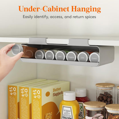 under Cabinet Spice Rack, Seasoning Organizer with 7 Spice Jars3