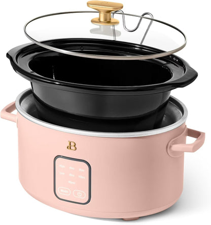4 Quart Programmable Slow Cooker with Digital Touch Display, Locking Hinged Lid, Stoneware Pot, Auto Warm, Preset Cooking Times, Dishwasher Safe6
