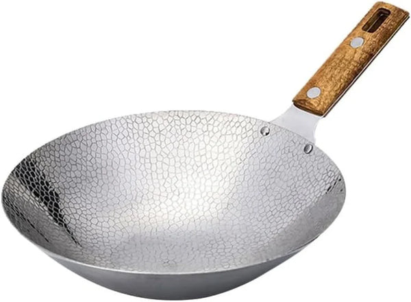 Wok with Handle Stainless Steel Frying Pan for Stir-Fry Deep Base Kitchen Cookware for Home Use 14.56 X 10.23 X 2.36 in 1 Pack1