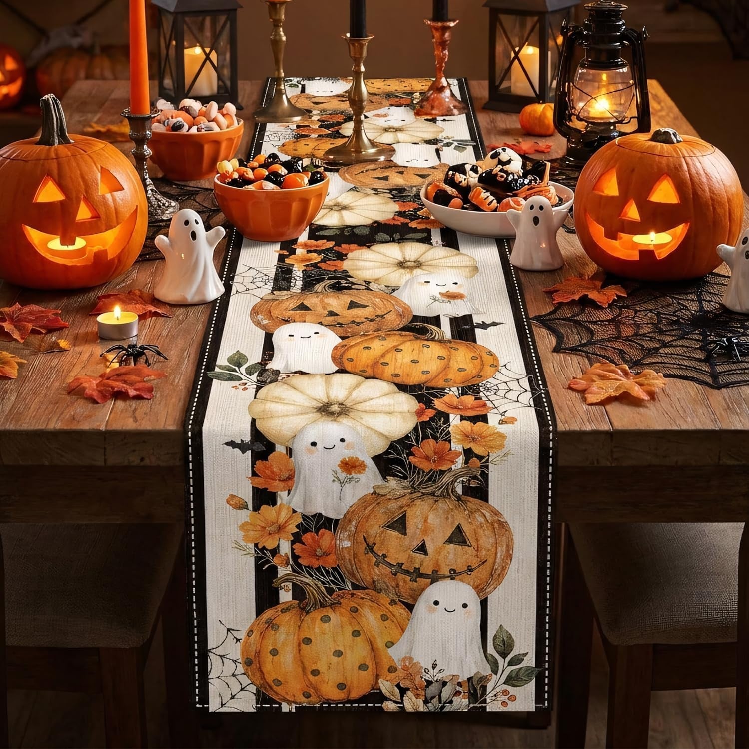 halloween-spider-web-pumpkin-ghost-table-runner-party-decorations
