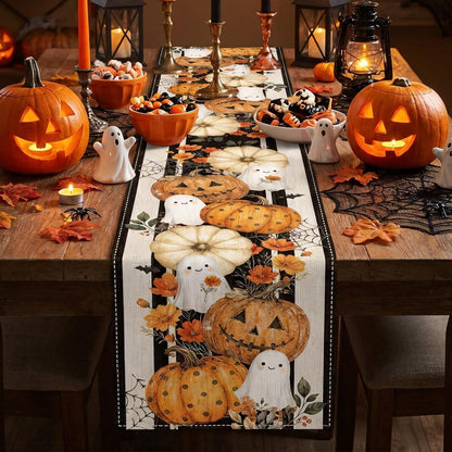 Halloween Spider Web Pumpkin Ghost Table Runner Party Decorations3