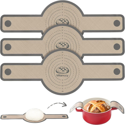 3 PCS Silicone Bread Sling for Dutch Oven Liners, round | Non Stick & Easy to Clean Silicone Bread Baking Mat with Extra Long Handles, Reusable, Transfer Bread Dough Easily1