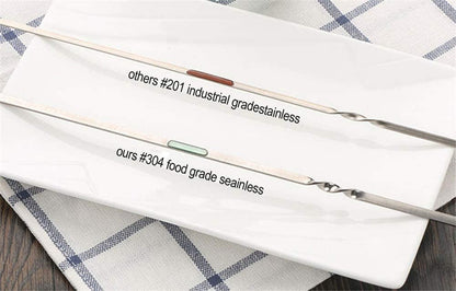 12PCS Kabob Skewers Flat Metal BBQ Barbecue Skewer 14" Long Stainless Steel Shish Kebob Sticks Wide Reusable Grilling Skewers Set for Meat Shrimp Chicken Vegetable, 12 Pack5