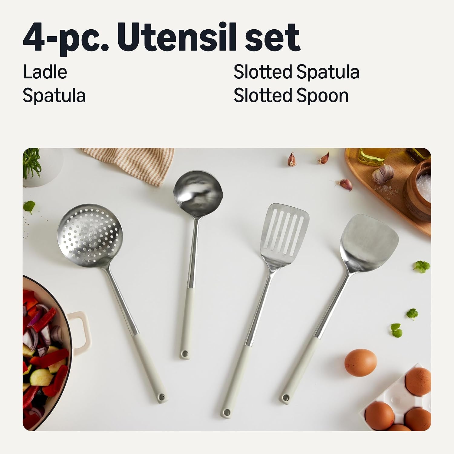 stainless-steel-cooking-utensil-set-with-ladle-spatula-slotted-spatula-and-slotted-spoon-4-piece-set-soft-grip-handle-dishwasher-safe-linen-gray