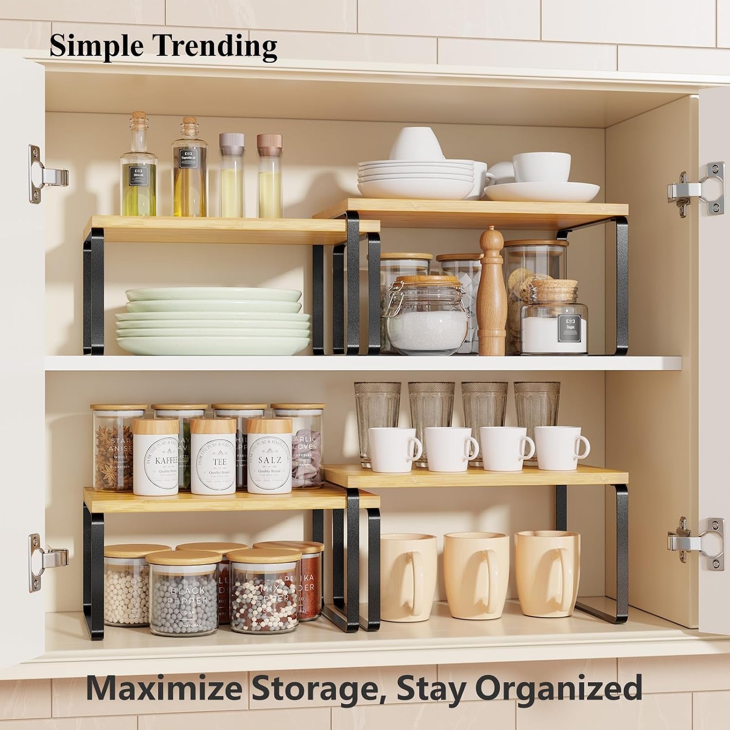 bamboo-cabinet-organizer-shelf-set-of-2-kitchen-counter-shelves-stackable-expandable-spice-rack-kitchen-storage-black-and-natural-beige