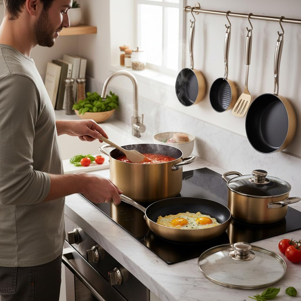 14-piece-non-stick-kitchen-cookware-set-w-saucepan-frying-pans-cooking-pots-dutch-oven-pot-lids-utensil-gold