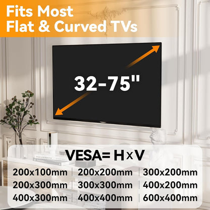 Studless TV Wall Mount for 32-75 Inch Tvs, Low Profile, No Drill | No Stud Drywall TV Mount Holds up to 150 Lbs, Easy to Install for Bedroom Living Room, Includes Level & Mounting Hardware2