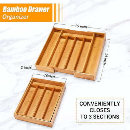 Silverware Organizer Kitchen Drawer Organizer Expandable Bamboo Utensil Holder Cutlery Tray for Kitchen Utensil and Flatware Bedroom Office2