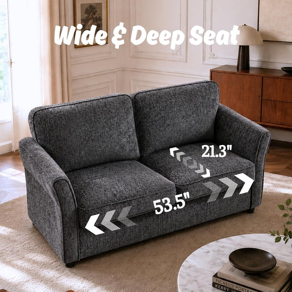 67" Loveseat Sofa, Chenille Fabric, Grey5