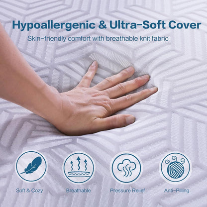 King Mattress, 12 Inch King Size Mattresses Hybrid Mattress with Memory Foam & Pillow Top - Medium Firm Feel for Motion Isolation, Edge Support, Pressure Relief - Bed in a Box, Certipur-Us Certified6
