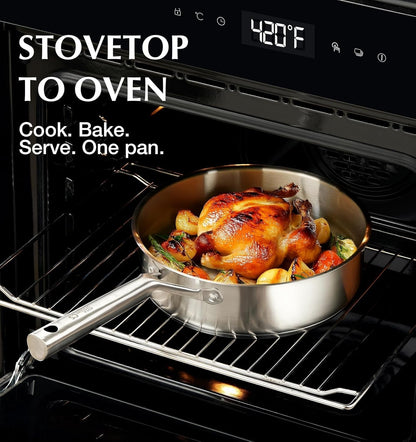 Stainless Steel Cookware Set 17 Piece with 5 Layer Base, Professional 18/10 Stainless Steel Pots and Pans Set, Oven Safe, Induction Ready, Non-Toxic Kitchen Cookware Set7