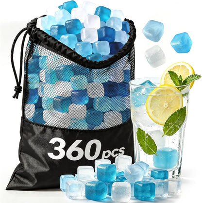 Reusable Ice Cubes for Camping, 360 Pack, 12 Lbs | No Mess, No Diluting, BPA-FREE, Slow Melt, Refreezable, Large Pack for Drinks, Cooler, Party, Bars, Ice Bath, Outdoor Parties1