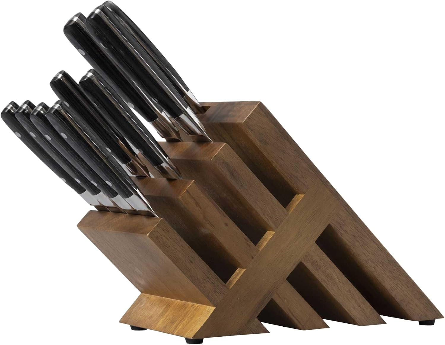 avanta-damascus-10-piece-ebony-pakkawood-knife-block-set-japanese-damascus-stainless-steel-4-speciality-knives-heavy-weight-fork-4-steak-knives-magnetic-knife-block