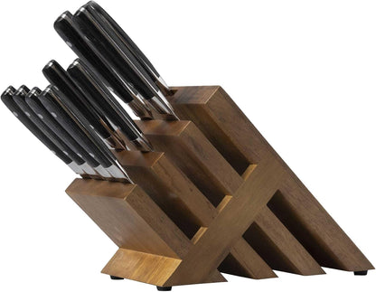 Avanta Damascus 10-Piece Ebony Pakkawood Knife Block Set - Japanese Damascus Stainless Steel - 4 Speciality Knives, Heavy-Weight Fork, 4 Steak Knives & Magnetic Knife Block1