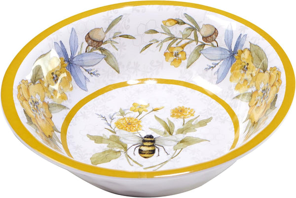 Bee Sweet 12-Piece Melamine Dinnerware Set, Service for 4, Bee & Floral Plates and Bowls, Durable Shatterproof Outdoor Tableware for Spring & Summer Entertaining5