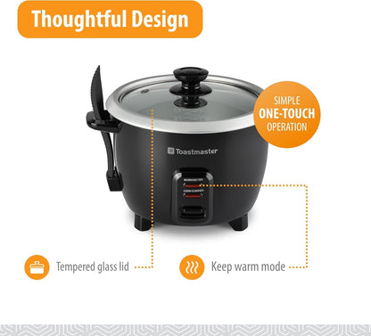 Electric Rice Cooker with Glass Lid,10-Cup, Black | Large-Capacity Automatic Rice Cooker for Soups & Oatmeal with Tempered Glass Lid & Keep-Warm Mode3