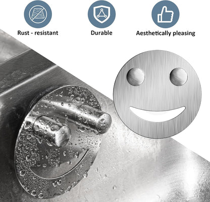 Stainless Steel Smiley Face Dish Sponge Holder, Silver Sink Caddy Organizer Storage with Suction Cup for Kitchen, Rv Apartment Kitchen Accessories Decor Scrubber6
