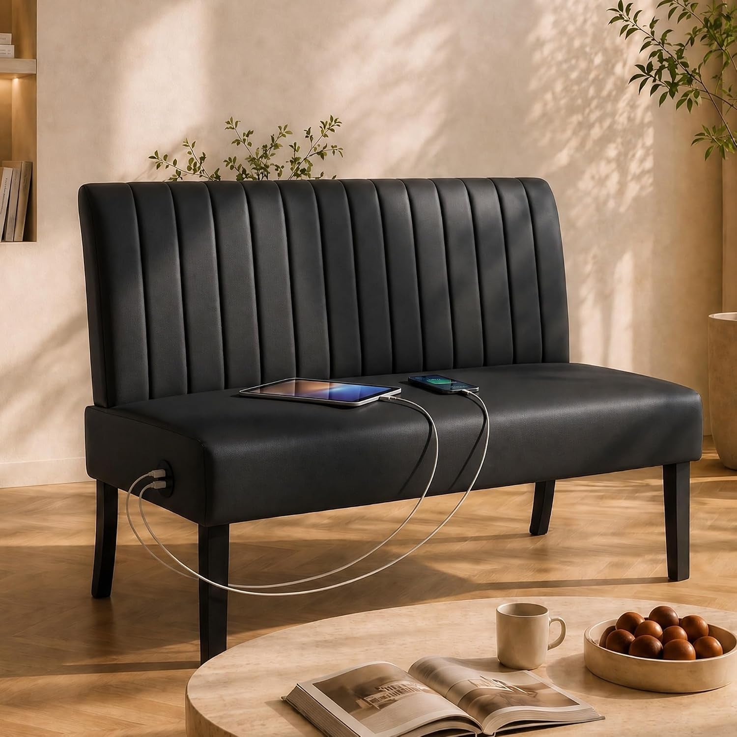 43-leather-armless-loveseat-with-usb-compact-couch-for-living-room