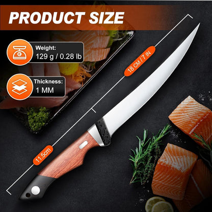 7" Fillet Knife with Sheath, Boning Knife for Meat Cutting6