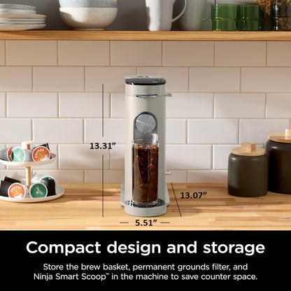 Ninja Pods & Grounds Iced Coffee Maker, K-Cup Pod Compatible, Stone PB041ST | Single-Serve, Brews Grounds, Compact Design, 56-Oz. Reservoir, 6-Oz. Cup to 24-Oz. Travel Mug Brew Sizes2