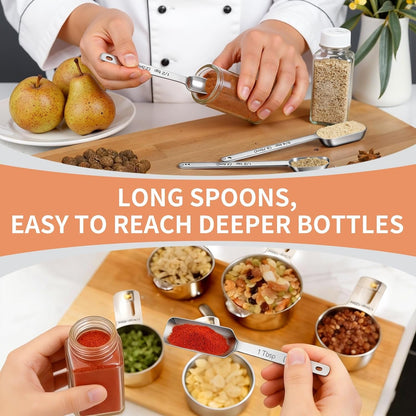 Measuring Cups and Spoons Set, 7 Stainless Steel Nesting Measuring Cups & 7 Spoons, 5 Mini Measuring Spoons &1 Leveler, Kitchen Gadgets for Cooking & Baking, Square5