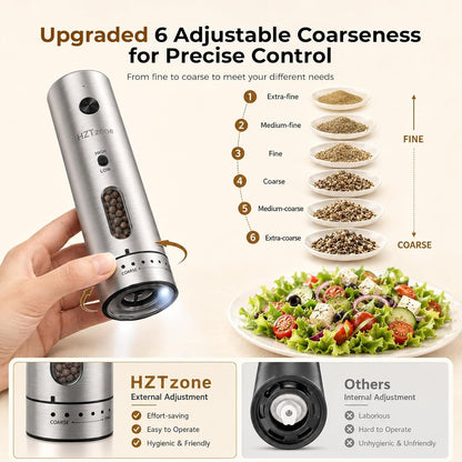 Automatic Electric Salt and Pepper Grinder Set with LED Light, 2 Pack 110Ml4