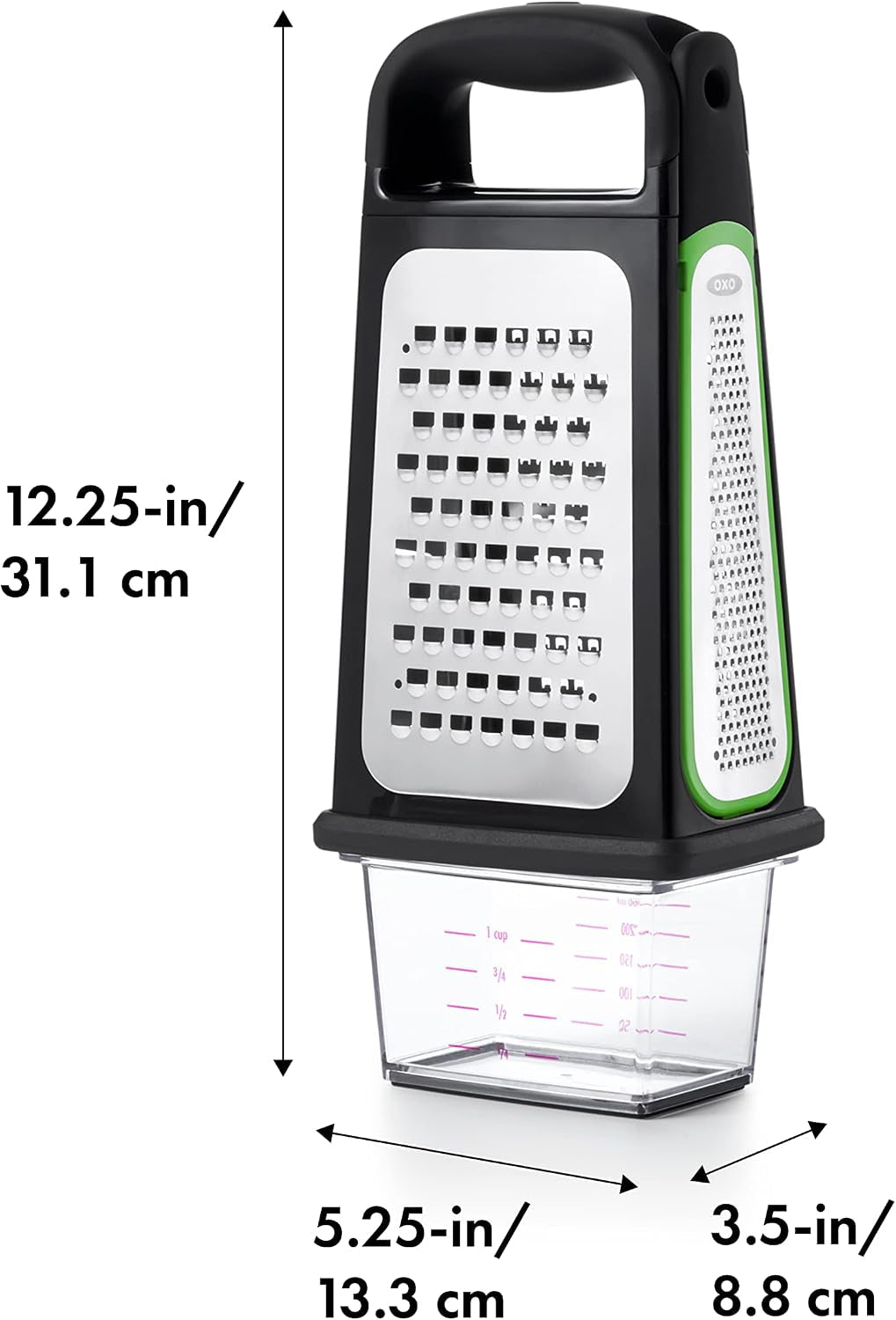 oxo-good-grips-etched-box-grater-with-removable-zester-ideal-for-grating-cheese-or-zesting-fruits-storage-container-included-4-sided-grater-comfortable-handle