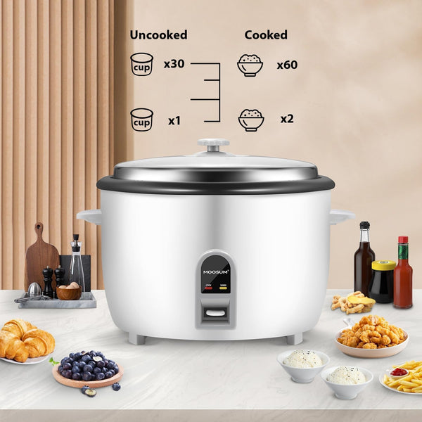 Commercial Rice Cooker, Large Capacity 30-Cup (Uncooked), 60-Cup (Cooked) with One Touch Operation and 12-Hour Keep Warm, Easy to Use and Clean, 1600W, White5