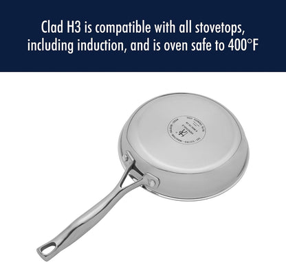 HENCKELS Clad H3 8-Inch Induction Ceramic Nonstick Frying Pan, Stainless Steel, Durable and Easy to Clean8