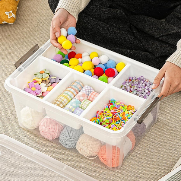 17 QT Stackable Clear Craft Organizers and Storage Box with Removable Tray3