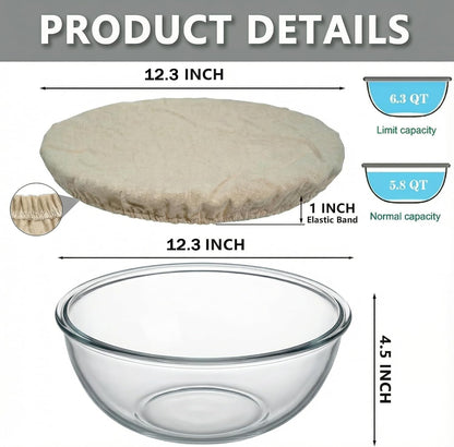 6.5 Quart Large Glass Mixing Bowl with Lid,Thickened Clear Large Salad Bowls Glass Big Mixing Bowls for Kitchen with Sourdough Starter Jar2