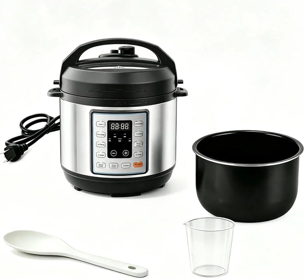 Electric Pressure Cooker 3Qt, 10 Presets Instant Multi Cooker, Olla De Presion Nonstick Pot 3 Quarts for Slow Cook, Rice Cook, Steam, Sauté, Canning, Yogurt Maker, Warm, Silver and Black1