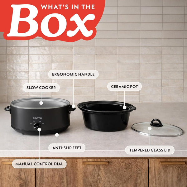 Slow Cooker - 6 Quart Removable Ceramic Pot, Manual Controls with 3 Temperature Settings, Dishwasher Safe Crock and Glass Lid, Black5