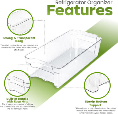 Plastic Stackable Storage Bins for Fridge, 8 Pack, Clear6