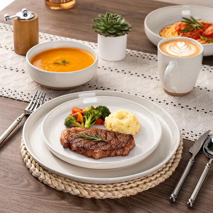 Dinnerware Sets for 4, 12 Pieces Ceramic Plates and Bowls Set6