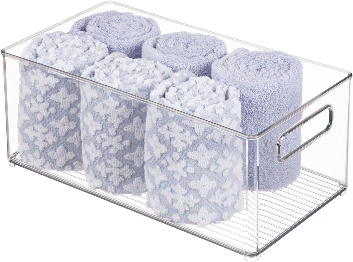 deep-plastic-storage-organizer-container-bin-bath-and-shower-organization-for-cabinet-cupboard-shelves-counter-or-closet-holds-shampoo-vitamins-ligne-collection-2-pack-clear