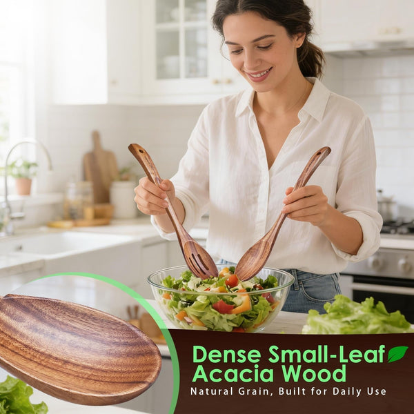 10-Piece Acacia Wood Cooking Utensil Set for Nonstick Cookware5
