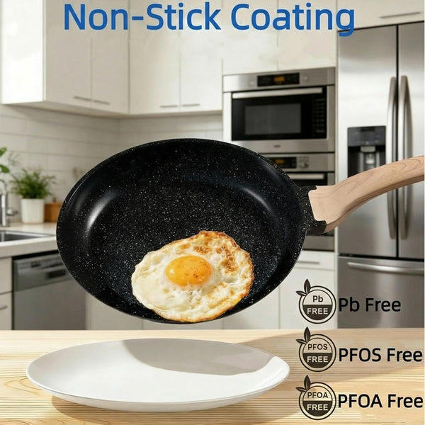 25Pcs Ceramic Cookware Set, Nonstick & Non-Toxic Healthy Pots and Pans, Heat-Resistant Handles, Induction Cookware Sets with Frying Pans, Black5