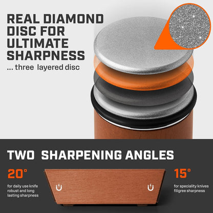 The Original  Rolling Knife Sharpener™ (Wood) | Rolling Knife Sharpener Tool for Kitchen Knives, Kit Offers 15 & 20 Degree Sharpening (Wood)5