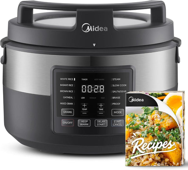Midea Rice Cooker with 10 Functions, Nonstick Pot, 8-Cups Uncooked Rice1