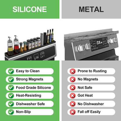 Stove Top Shelf 30 Inch - Silicone Material Magnetic Shelf for Stove -Black4