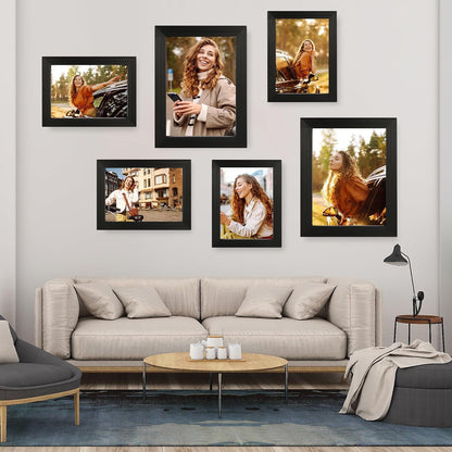 Picture Frame, Black Wooden 5X7 Picture Frame Set of 26
