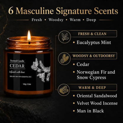 Scented Candles for Men, 6-Pack 3.5 Oz Soy Wax Gift Set with Essential Oils3