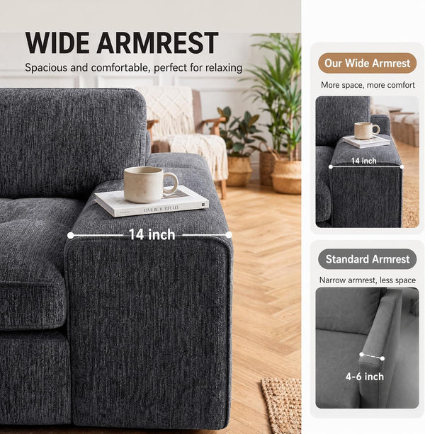 123" Oversized L Shaped Boneless Couch, Modular Sectional Sofa,Grey4
